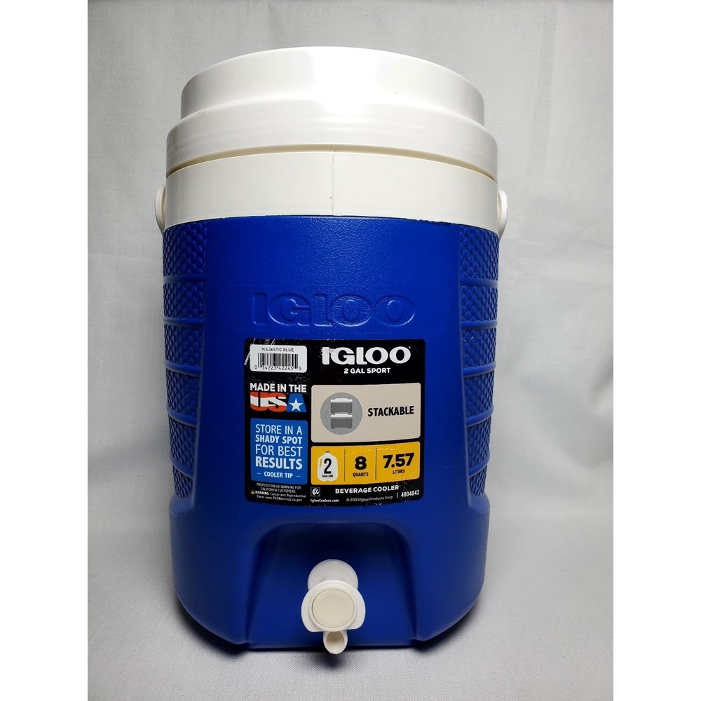 Igloo 2 Gallon Sport Beverage Cooler Majestic Blue New Unused Stackable Drink...